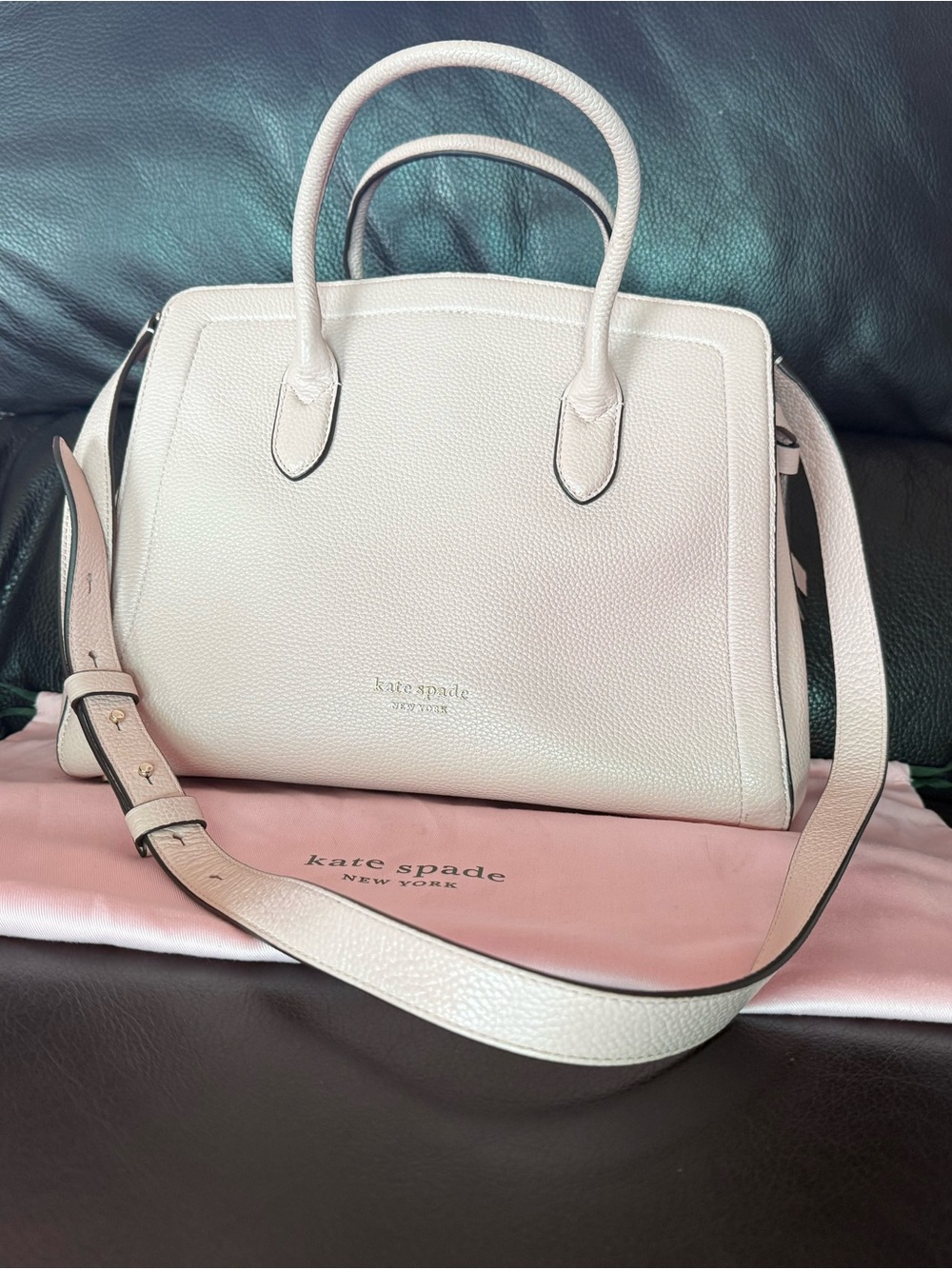 Kate Spade Mini Knott Leather Satchel with Crossbody Strap - Mochi Pink